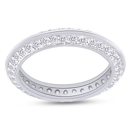 1ct Moissanite Knife Edge Eternity Band Ring 925 Sterling Silver