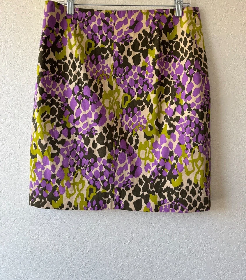 Doncaster Pencil Skirt Womens Size 10 Green Purple Black Geo Print Lined - Image 2 of 4