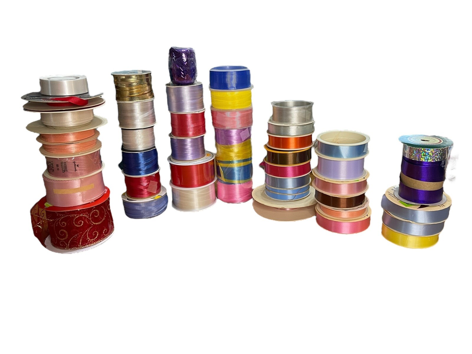 Lot of Assorted Ribbon Spools Mixed Qty 42 Spools Crafts Bows Scrapbook