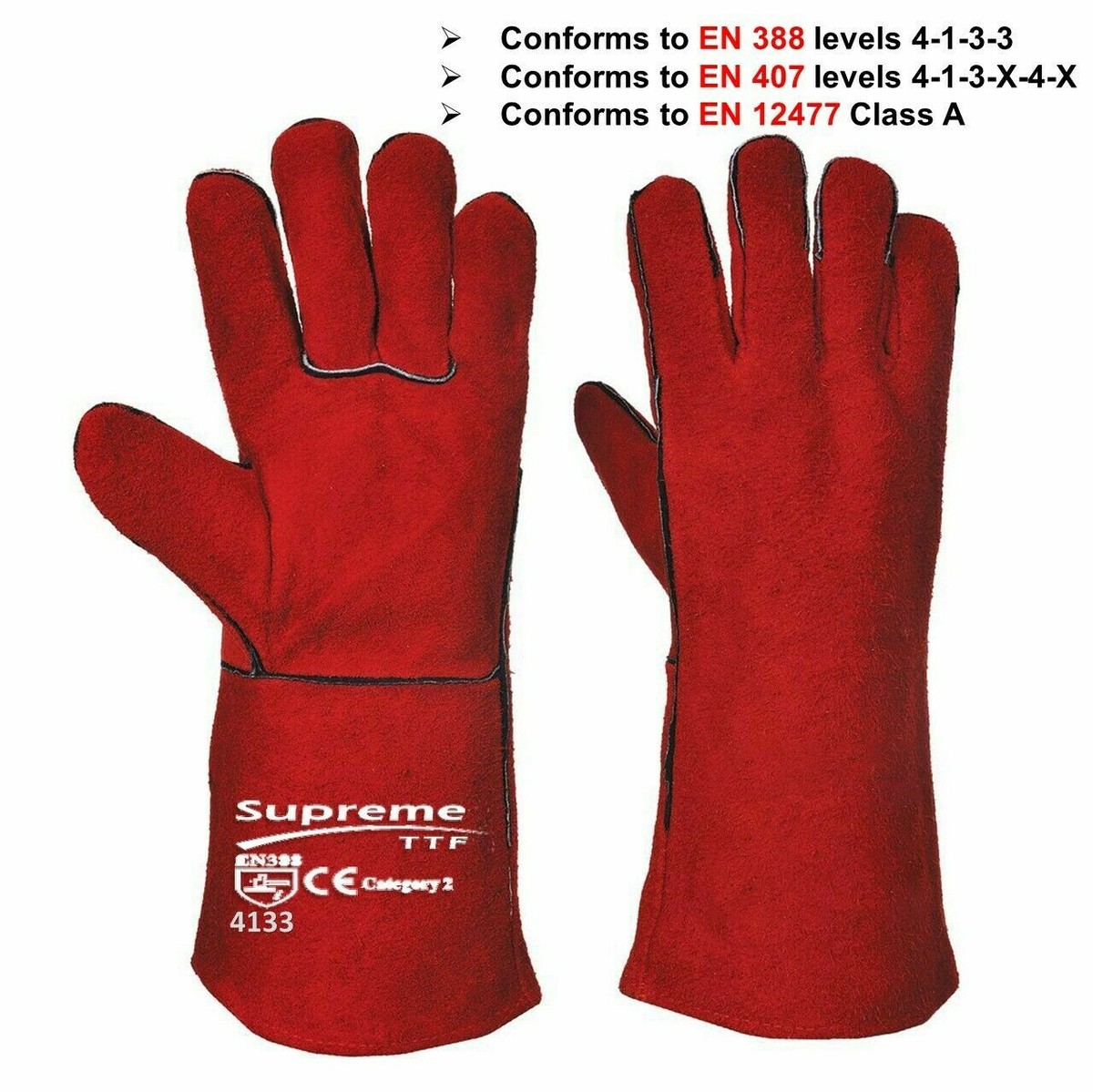 Heavy Duty Wood Burner Welding Heat Resistant Leather Gloves