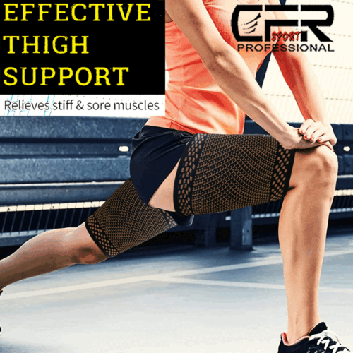 Copper Thigh High Compression Sleeve Leg Quad Hamstring Support Sports Men Women - Picture 6 of 13