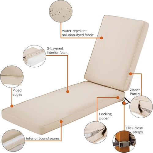 Water-Repellent Montlake Chaise Lounge Cushion 74'' x 23'' for Outdoor Elegance - Picture 7 of 12