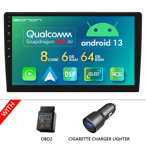 2 DIN 10.1" QLED Car Stereo Android Auto 13 6+64GB GPS Radio CarPlay HDMI 4G LTE - Picture 34 of 35