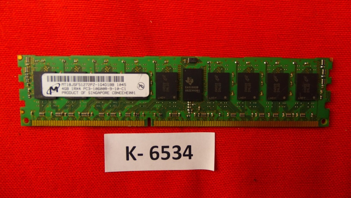 Micron 4GB PC3-10600R ECC MT18JSF51272PZ-1G4D1BB DDR3 Micron 4GB PC3-10600R ECC MT18JSF51272PZ-1G4D1BB DDR3