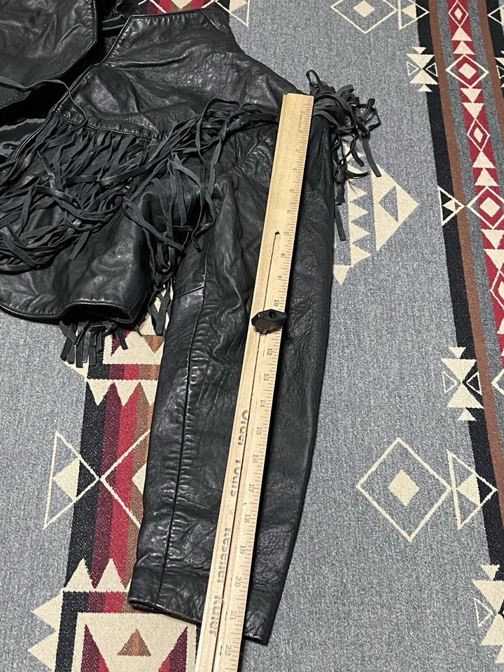 Chaqueta vintage para mujer talla M Prego negra flecos cuero recortado BR Foto 4 de 4