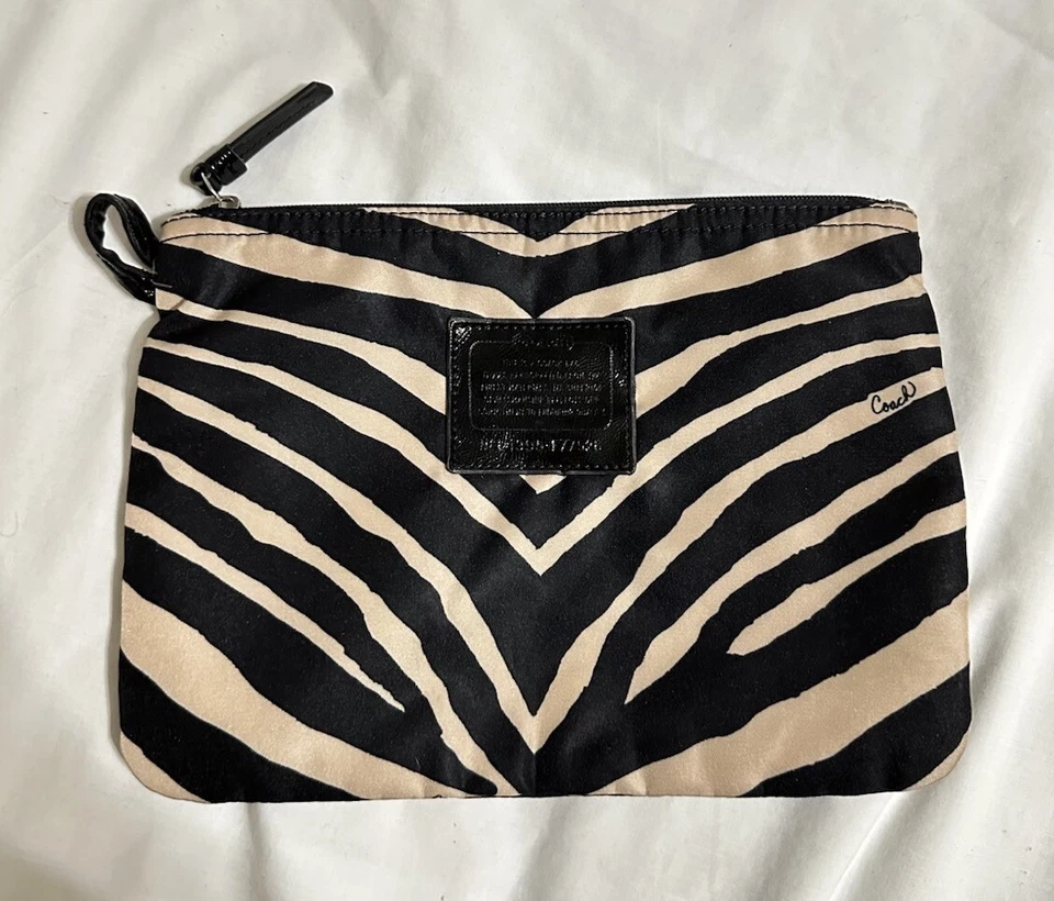 Coach Black Tan Zebra Print Snap Multifunction Pocket (Pocket Only)