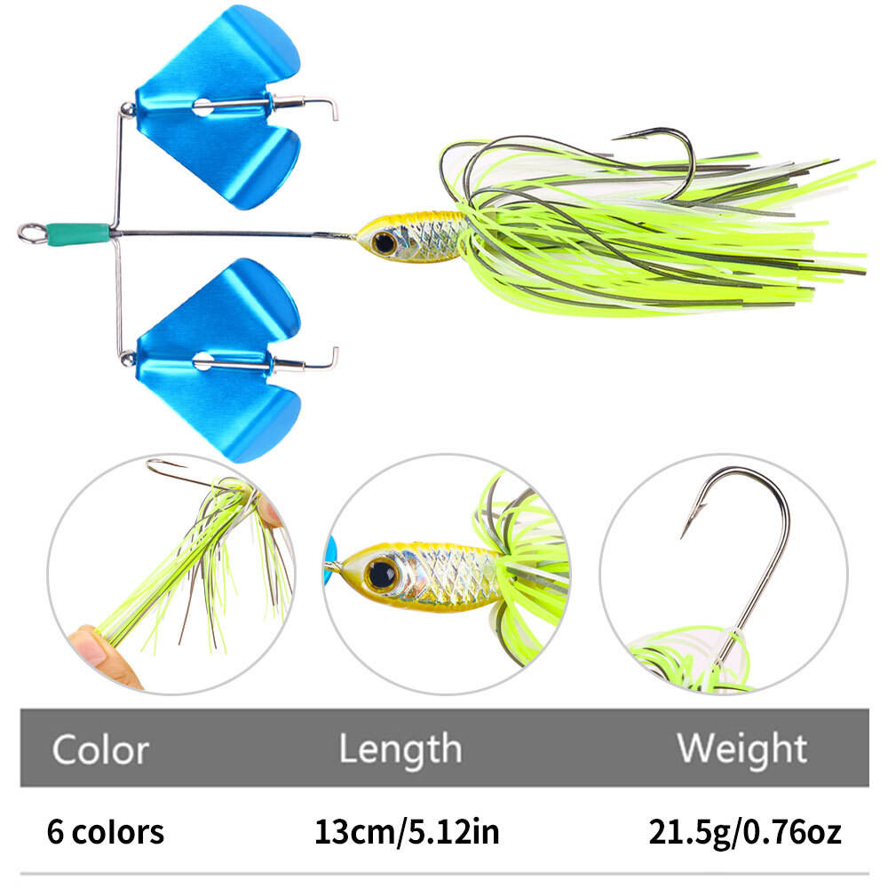 6PCS Spinner Bait Fishing Lures Jig Head Spoon Metal 3/4oz Buzzbait Blade Tackle - Image 3