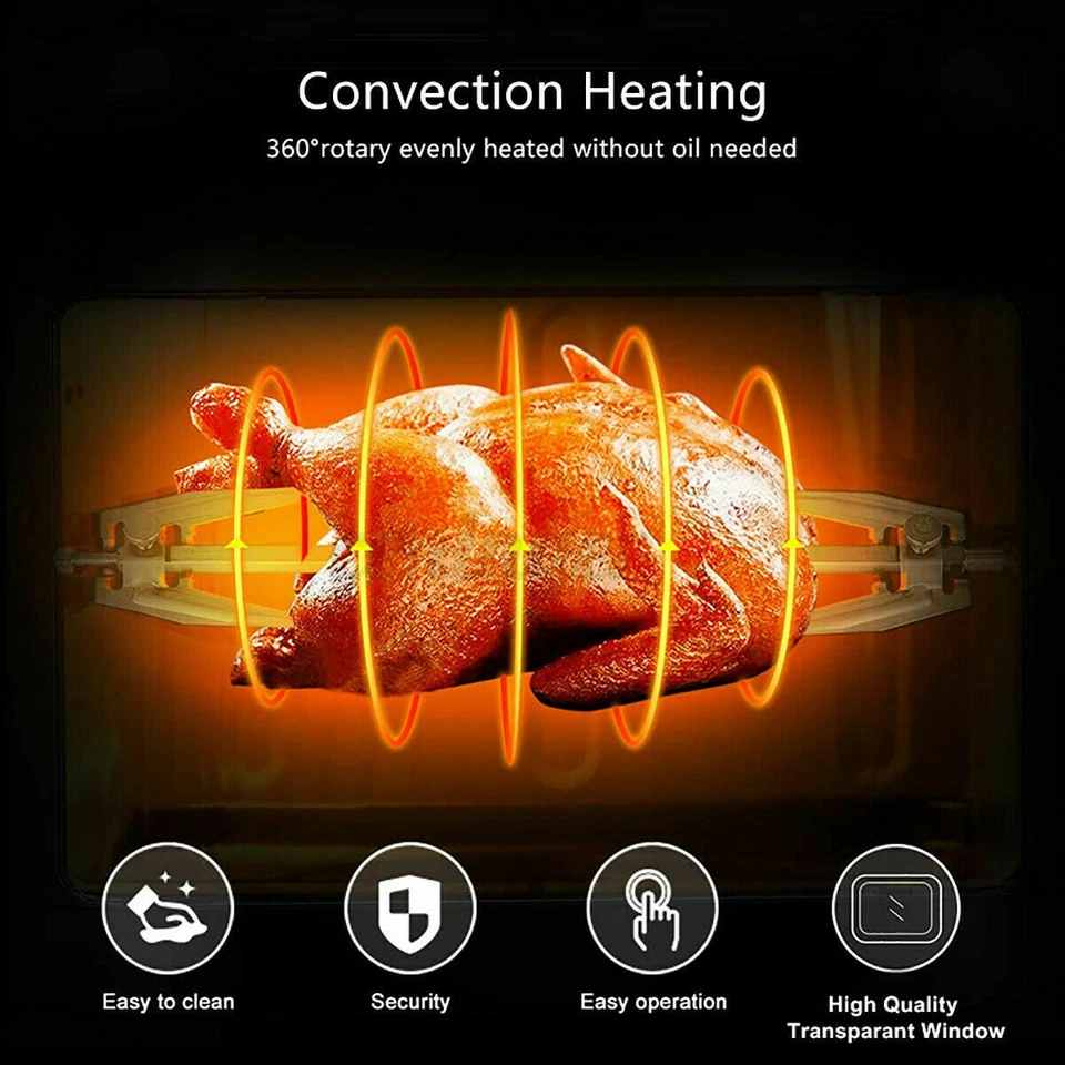 10L Heißluftfritteuse Airfryer Ofen Mini Backofen Grill Fritteuse Backofen 1500W - Bild 4 von 4