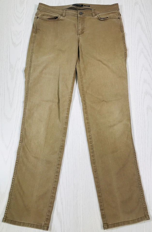 Pantalones de lana Lafayette 148 para mujer 10 marrón mezcla de algodón tiro medio elásticos preppy Foto 2 de 4