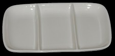 6-Pack 16cm Long Porcelain Serving Platters, White Rectangular Sectioned Plates