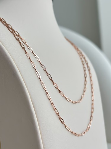 14k Solid ROSE GOLD Paper Clip Chain 1.5mm 2mm Necklace Paper Clip 16" 18" 20" - Picture 26 of 28