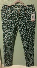 Michael Kors Women  s Leopard Print Skinny Pants Jeans Size 6 NWT Blue MH49B70195