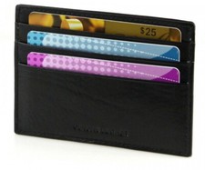 Lot of 12 Black Leather Men's Thin Wallet 6 Credit Card ID Bill Fold Holder