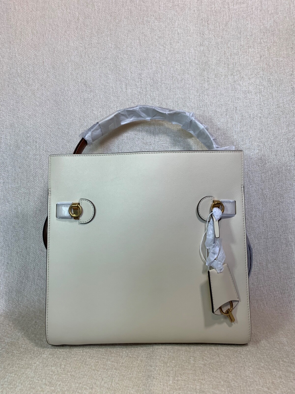 NEW Tory Burch Lee Radziwill Double New Cream Leather Bag - Removable Strap image 10