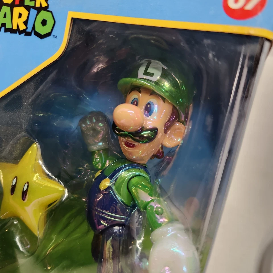 Star Power Luigi 4,5 w Super Star Mario Bros. Jakks Pacific raro aposentado lacrado - Imagem 3 de 4