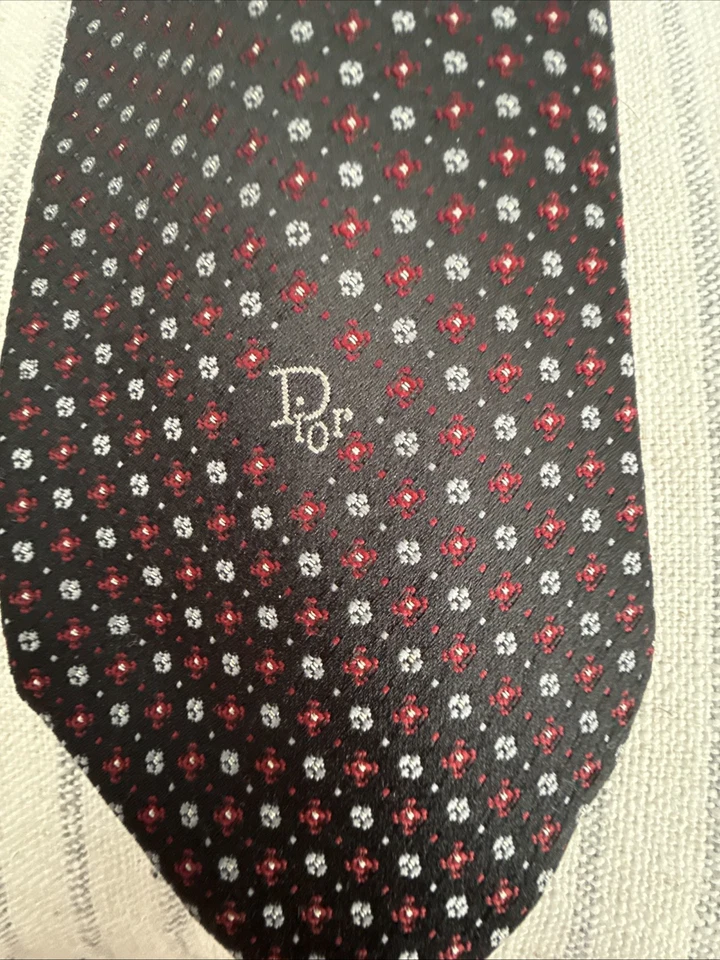 Мужской черный галстук в горошек Christian Dior - Изображение 2 из 4