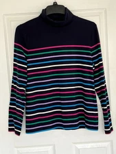 The Talbots Tee Turtleneck Striped XL Black Multi Stretch Normcore Gorpcore