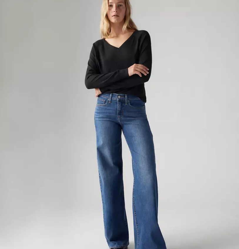 HOT LEVI'S 318 Shaping Wide Leg Women's Jeans - Clever Girl - Dark Wash NEW WITH