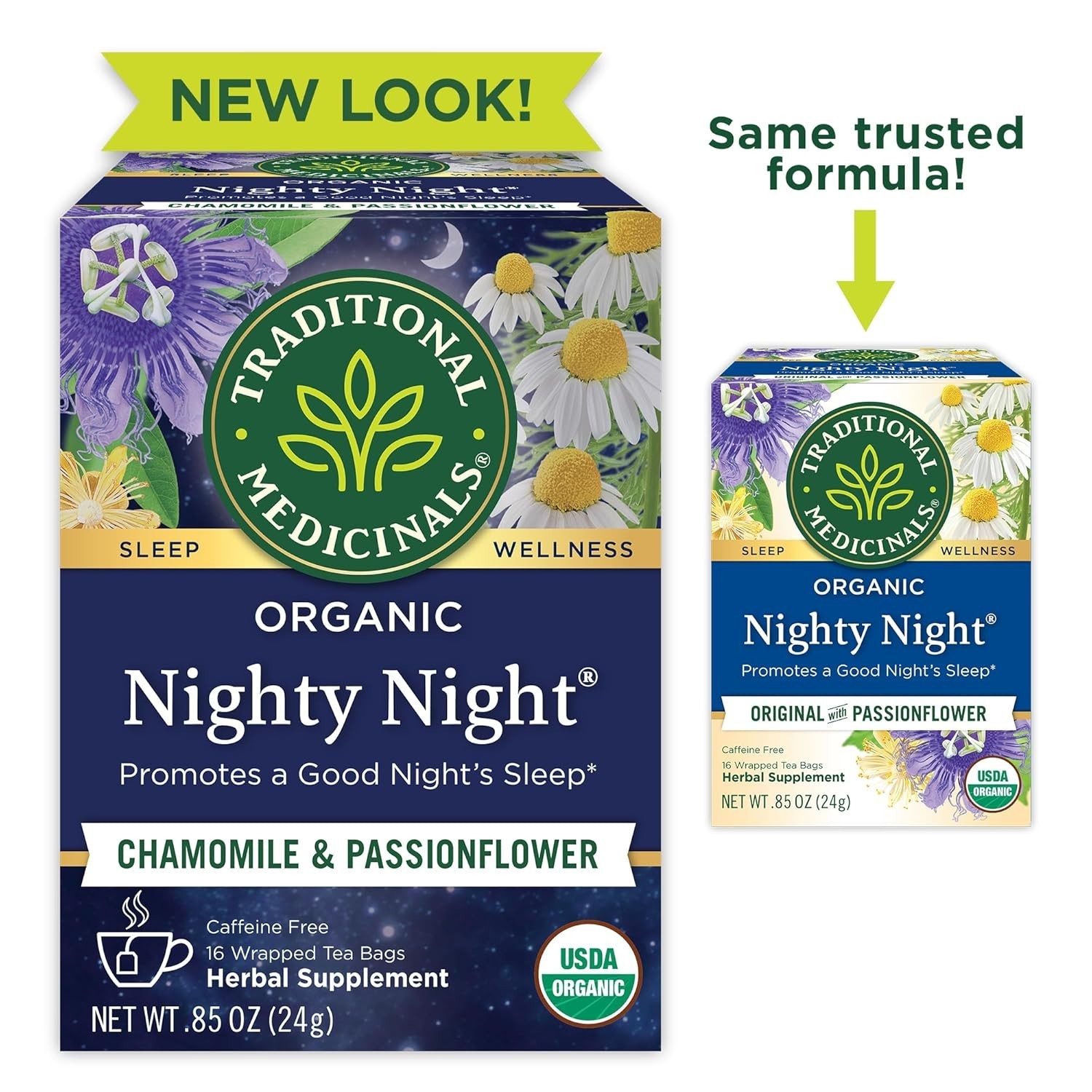 Mindfully Made Organic Nighty Night Tea - 16 Herbal Tea Bags for Restful Sleep
