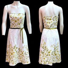 Moda International Vintage White Floral Strapless Wedding Tea Party Prom Dress 6