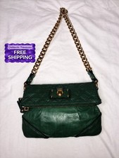 Marc Jacobs Mayfair Quilted Leather Shoulder Bag Green Gold Chain Purse Italy