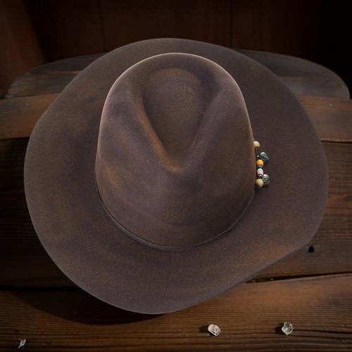 Homburg Top Hat Victorian Age Porkpie Hat Exotic Panama Hat Belt Cowgirl Hat - Picture 6 of 11