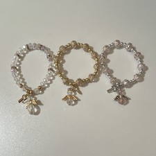 Beaded Charm Bracelets with Angel Dangle, Set of 3
