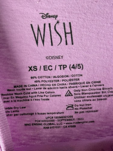 Disney T Shirt XS 4/5 Girl Graphic Short Sleeve Asha Friends Magic In Every Wish - Bild 4 von 4