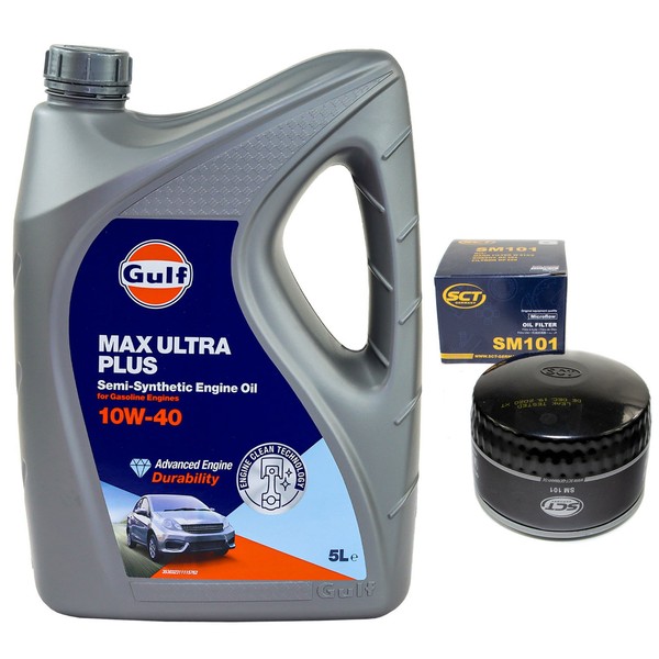 MotoröL Set Gulf Max Ultra Plus 10W-40 5 Liter + ÖLfilter FüR Ford Scorpio I-image