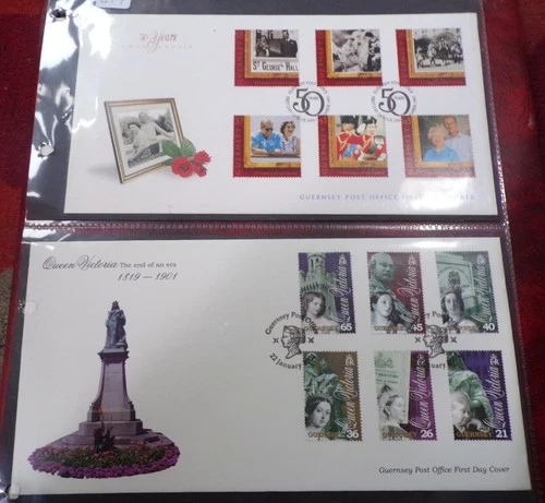 GB QEII FDC x 2. Guernsey Post Office  Royalty QEII and Queen Victoria (417)