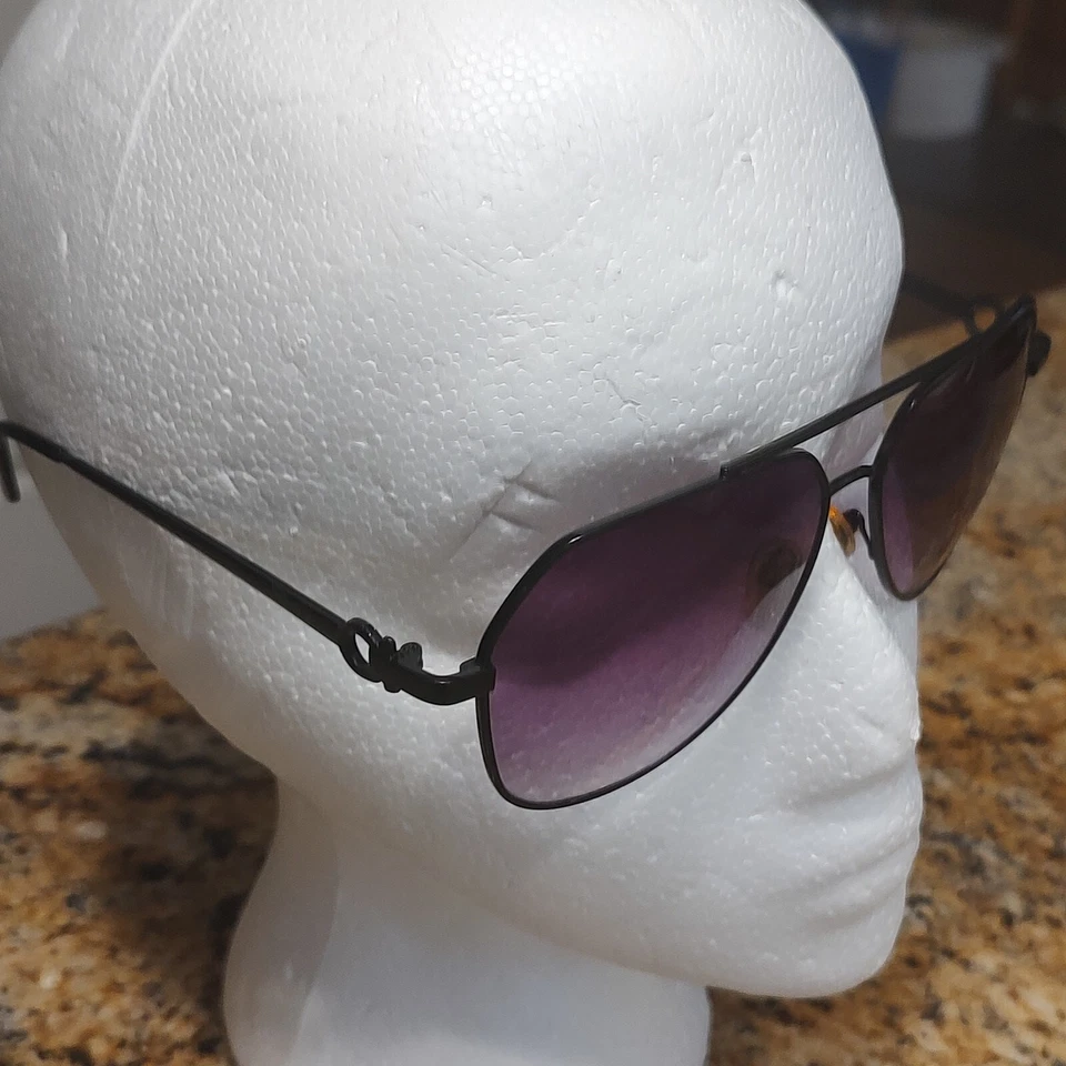 Óculos de sol aviador Ferragamo 511 preto metal roxo lente cor sólida - Imagem 3 de 4