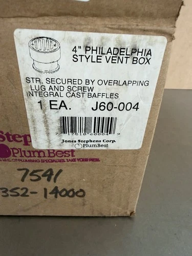 JONES STEPHENS J60-00 4 in. Cast-Iron Drain Philadelphia Vent Box   NO Vent Cap - Picture 3 of 8