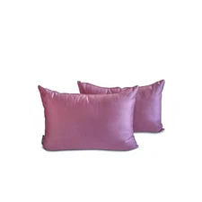 Purple Satin Lumbar Pillow Covers, 12"x16" (Pack of 2)-Light Purple Slub Satin