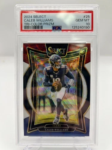 2024 PANINI SELECT CALEB WILLIAMS RC TRI-COLOR PRIZM NO. 25 BEARS PSA 10