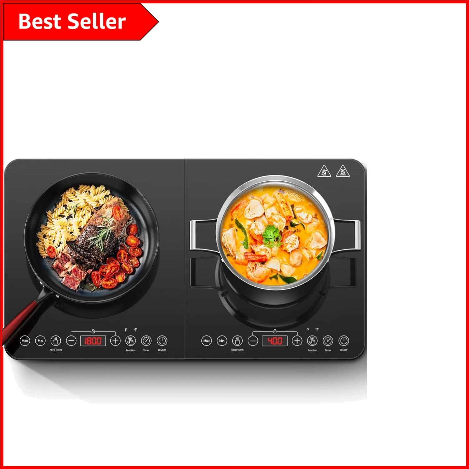 Energy Efficient Aobosi Double Induction Hob with 18 Power Levels and Keep Warm