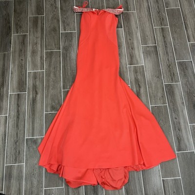 formal dresses coral color Prom Long Beaded Mesh Mermaid Dress main image 0