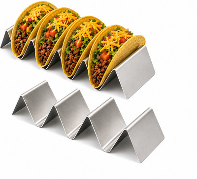 2 Pack Stainless Steel Taco Holders Rack Stand Holds 4 Tacos Dishwasher Safe