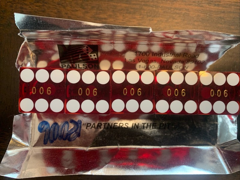 Saratoga Casino Black Hawk, CO Stick of 5 Dice Table Played #006 Paulson Dice