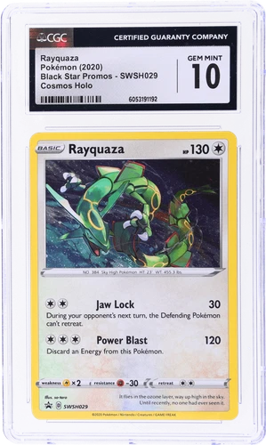 2020 Pokemon Black Star Promo Rayquaza Triple Blisters Holo #SWSH029 CGC 10