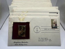 Benjamin Banneker Black Heritage Series Postal Stamps 22k gold Lot Of 30