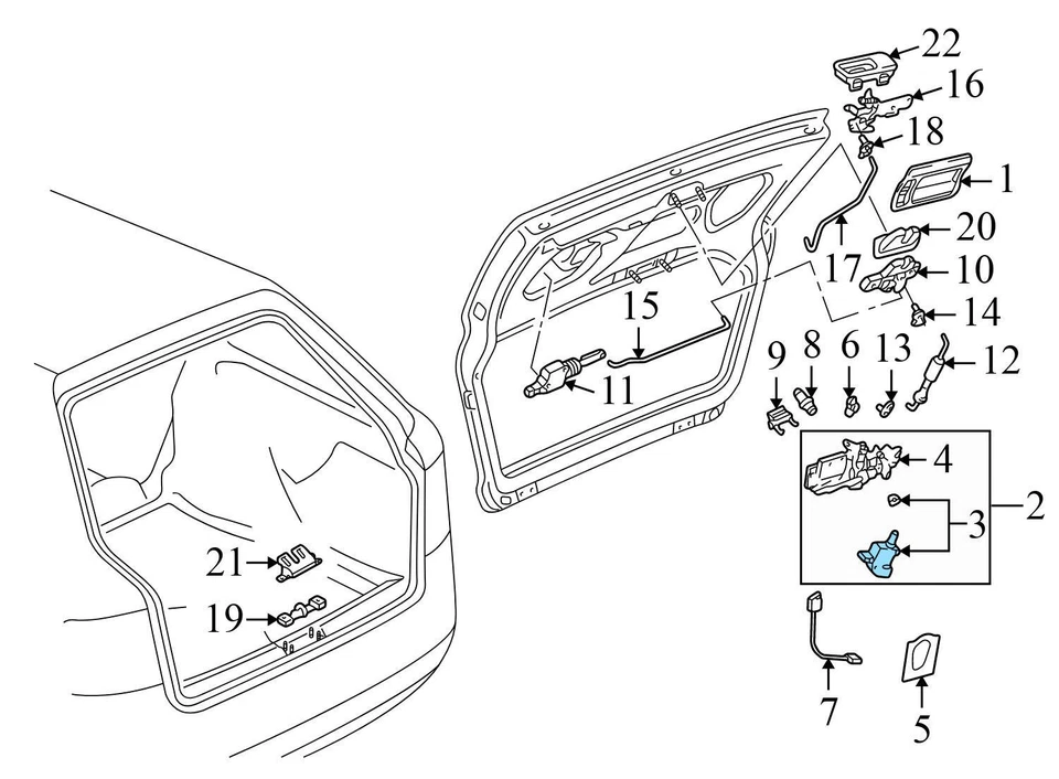 AUDI ALLROAD QUATTRO 2001-2005 - Conjunto de manija de escotilla de maletero 4B0827565J Foto 3 de 4