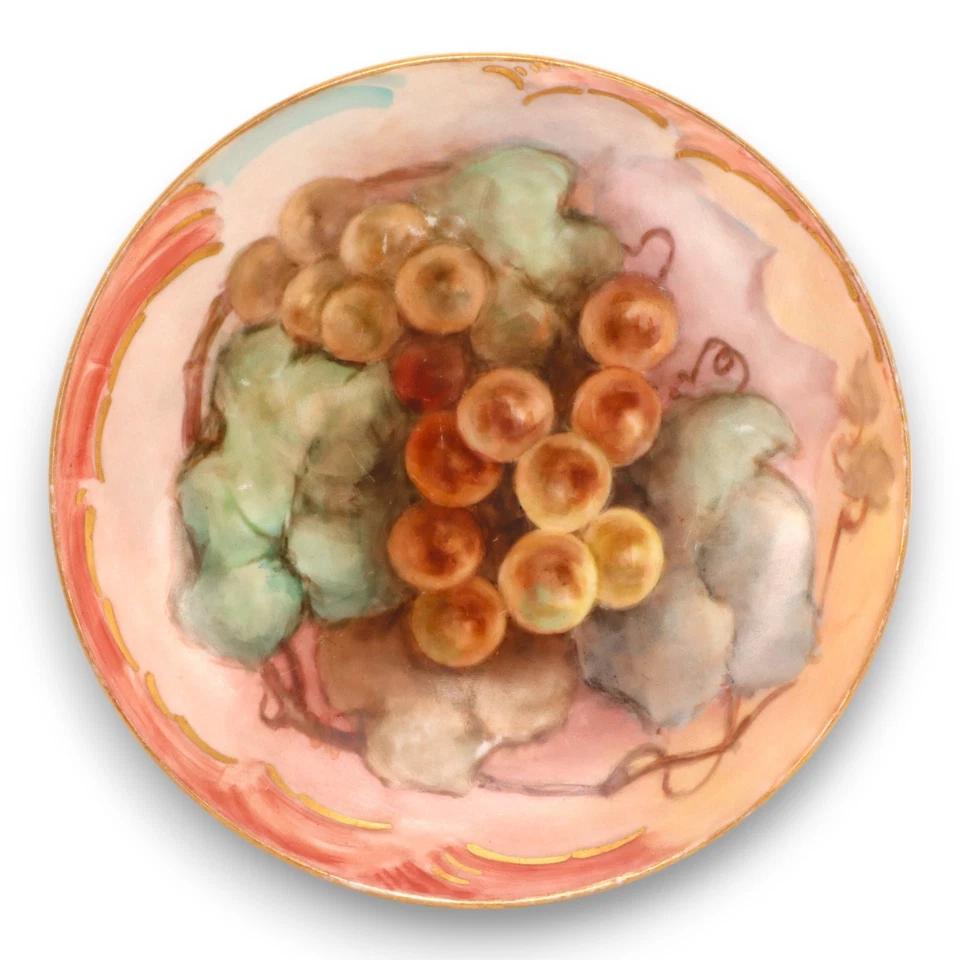 Thomas OE & G 7pc Set Hand Painted Grape Cake & Dessert Plate 1908-1918 - Image 3 of 4