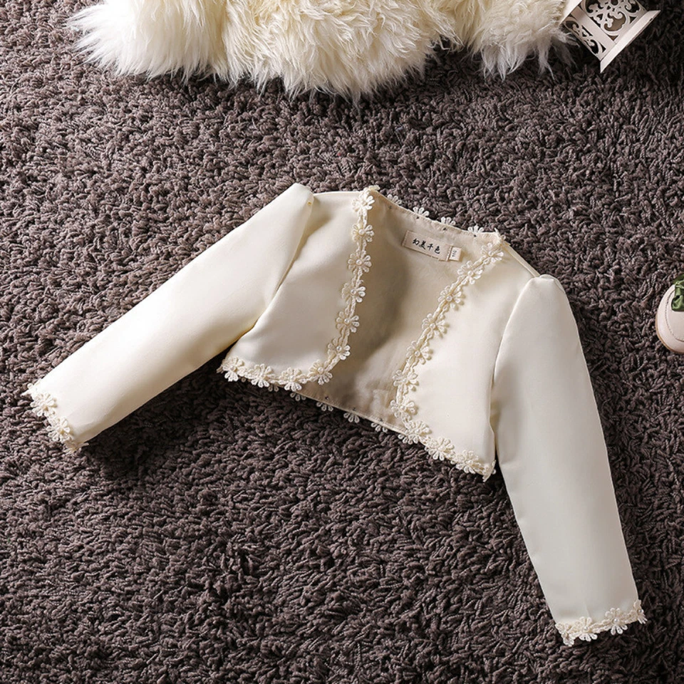 Kinder Mädchen Bauchfreies Top Bolero Schulterjacke Jacke Spitze für Party - Bild 3 von 4