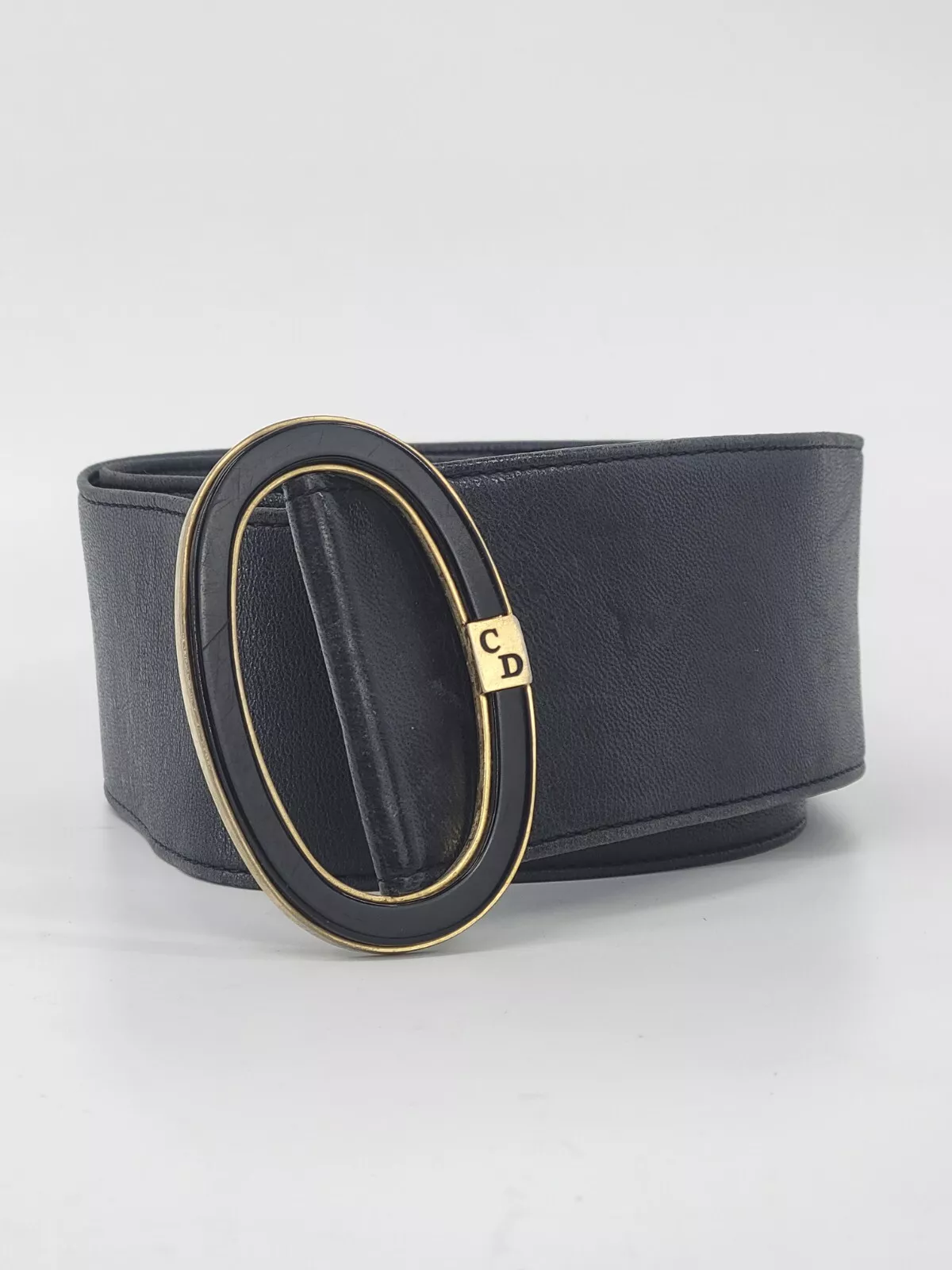 Ceinture cuir Christian Dior noire réglable   livraison gratuite aux États Unis (22178)