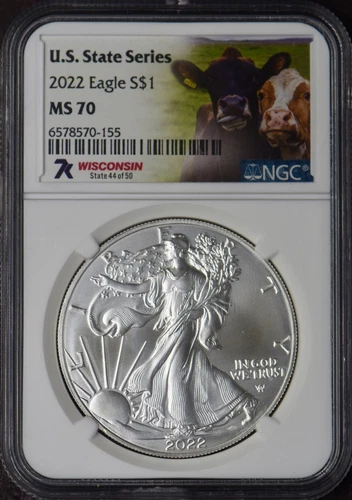2022 American Silver Eagle - NGC MS70 - 7K Wisconsin - ✪COINGIANTS✪