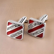 14K White Gold Plated Silver 2Ct Round Cut Lab Created Diamond Men's Cufflinks