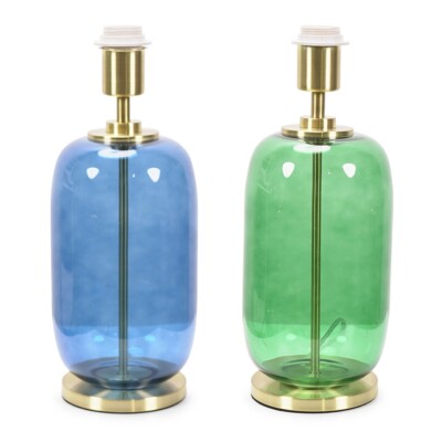 Glas Tisch Lampenfuß Schlafzimmer Nachttisch Wohnzimmer Leuchte Waldgrün / Marine