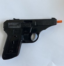 Vintage Edison Giocattoli Made Italy Falcon Hand Gun Black Toy Cap Gun No Clip