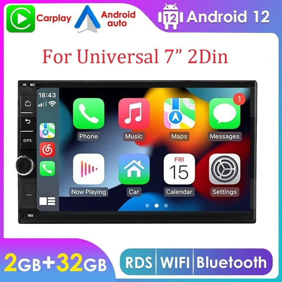 7" 2Din Universal Android 12 Carplay Car Stereo Radio 2+32G GPS Navi Player WIFI - Image 2 of 4