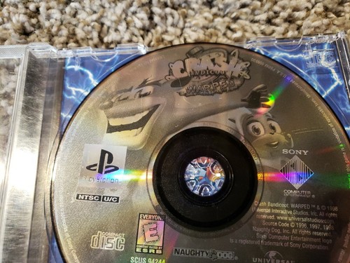 Crash Bandicoot Warped 2-disc PS1 Holographic Black Label PlayStation 1 - Picture 4 of 22